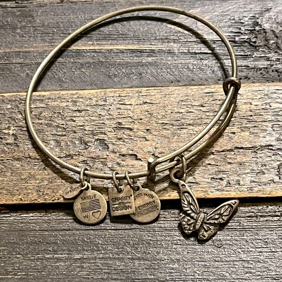 Alex and Ani Butterfly Charm Bangle Bracelet - Picture 1 of 2
